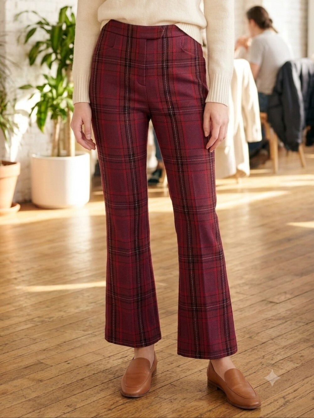 rag & bone Plaid Flare Trousers Office Siren Dark Academia